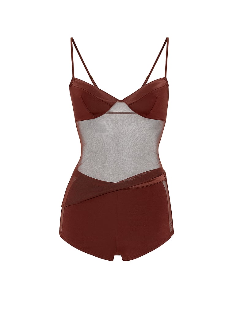 Victoria's Secret, Very Sexy Sheer Reveal Modal & Mesh Cami Set, Dark Chili, offModelFront, 3 of 3