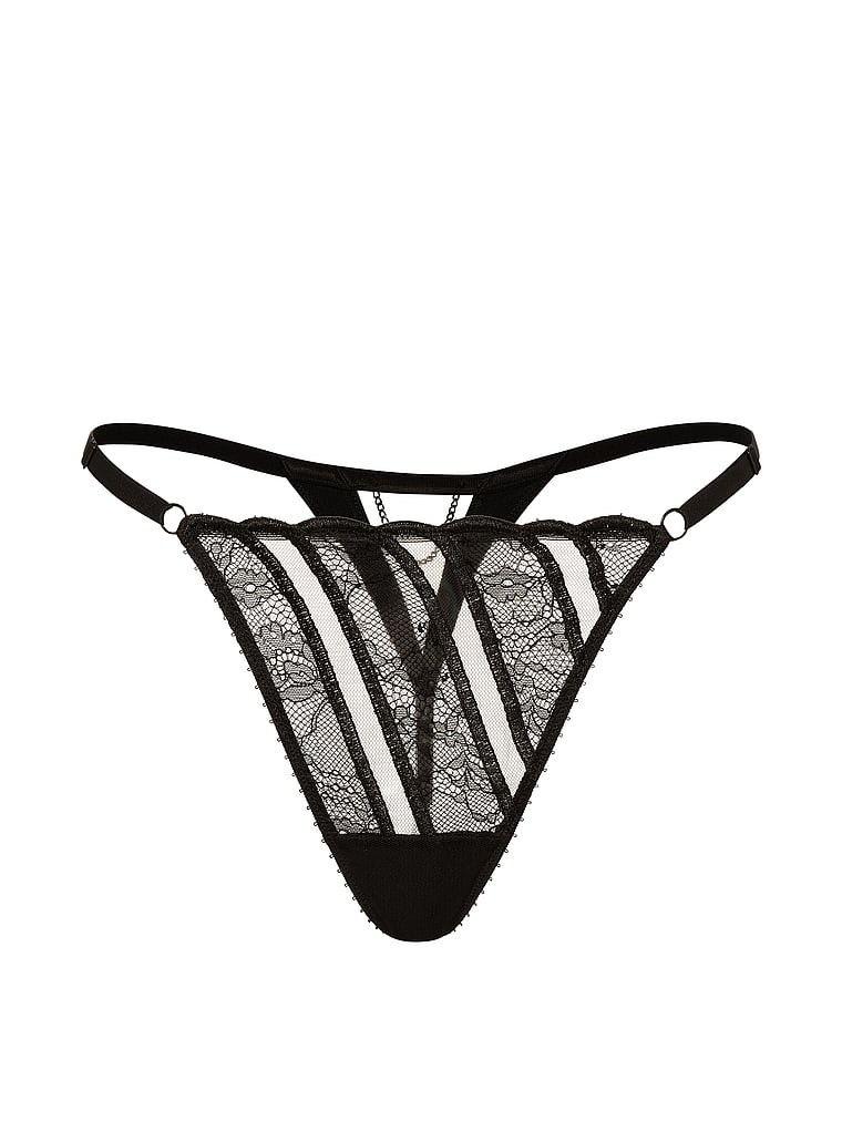 Victoria's Secret, Very Sexy Desire Lines Embroidery Adjustable V-String Panty, Xray Embroidery, offModelFront, 2 of 5
