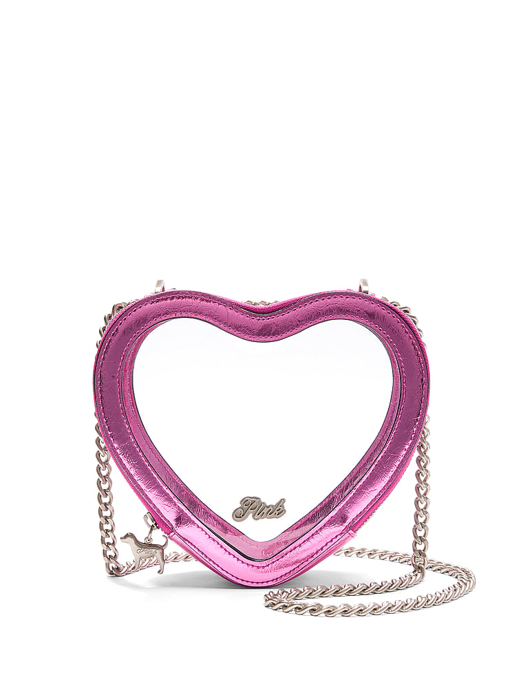 PINK Clear Heart Shoulder Bag, Pink Lollipop, onModelFront, 1 of 4