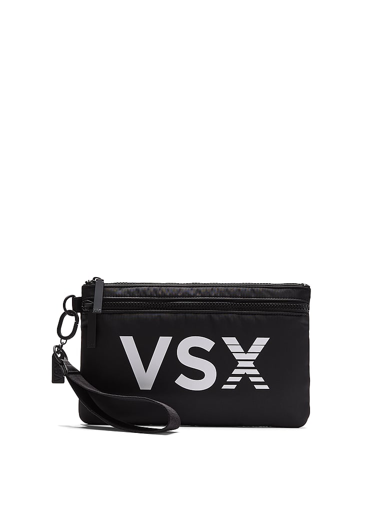 Victoria's Secret, Victoria's Secret VSX Wristlet Pouch, Black, offModelBack, 4 of 4