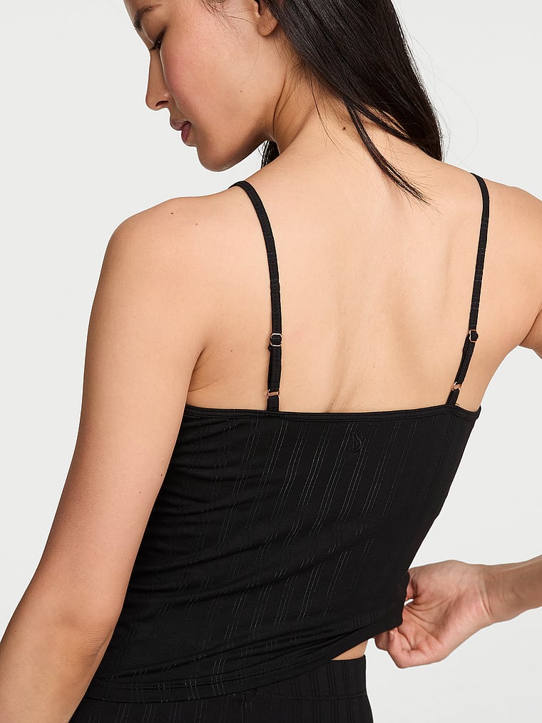 Victoria's Secret, Victoria's Secret SoSoft™ Modal Ultra-Fine Cami Top, Black, onModelBack, 2 of 4