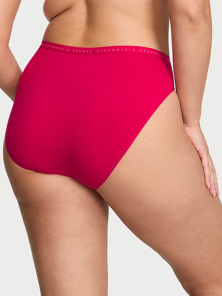 Victoria's Secret, Victoria's Secret Stretch Cotton High-Leg Brief Panty, Vibrant Fuchsia, onModelBack, 2 of 3 Karmi is 5'10" and wears Large