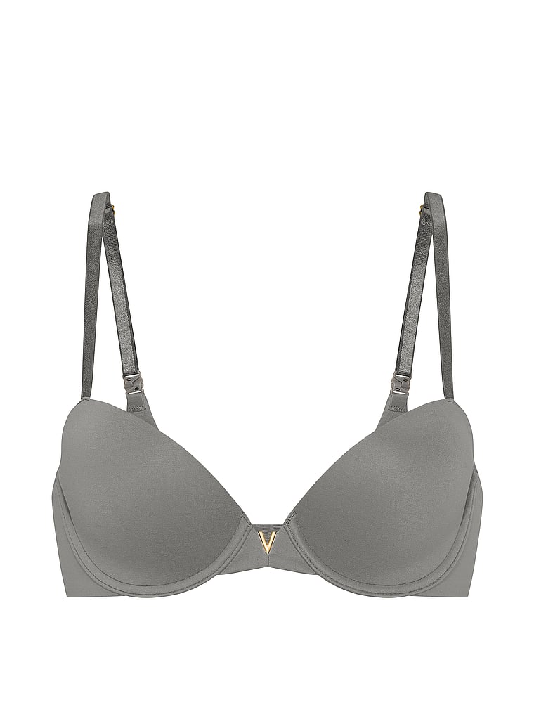 Victoria's Secret, Love Cloud Smooth Lightly Lined Plunge Demi Bra, Steel Grey, offModelFront, 2 of 4