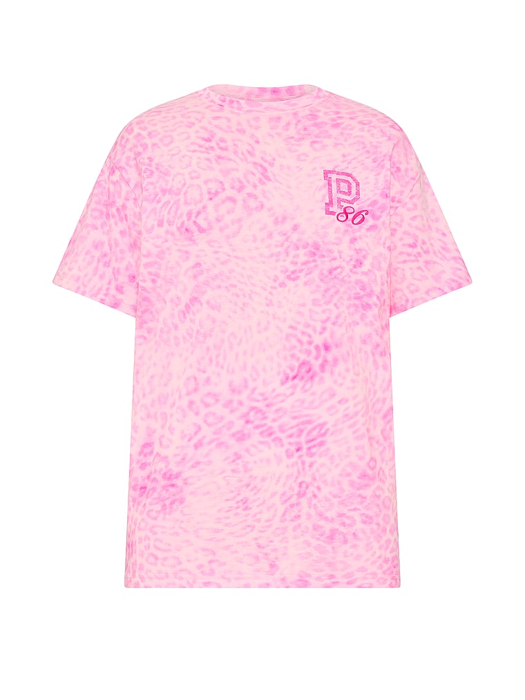 PINK Campus Cotton™ Tee, Pink Leopard, offModelFront, 4 of 4