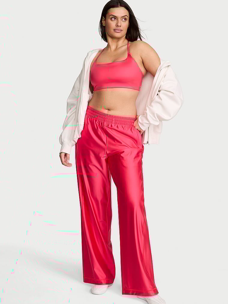 Victoria's Secret, VSX VSX GlossyTech™ Wide-Leg Pant, Pink Island, onModelSide, 3 of 4