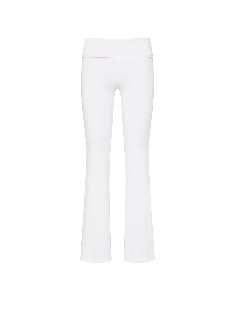 PINK All-Day Cotton™ Foldover Flare Leggings, White and Pink Bling, offModelFront, 4 of 4