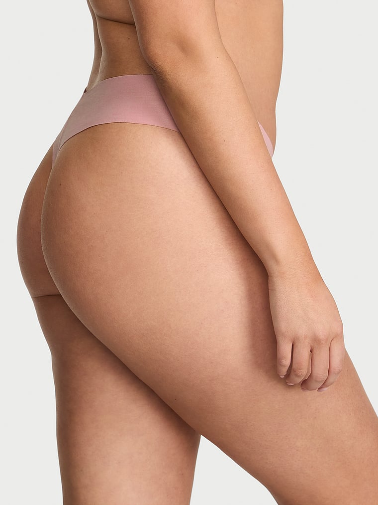 Victoria's Secret, No-Show No-Show Stripe Mesh Thong Panty, Chalk Rose, onModelBack, 2 of 3 Karmi is 5'10" and wears Large