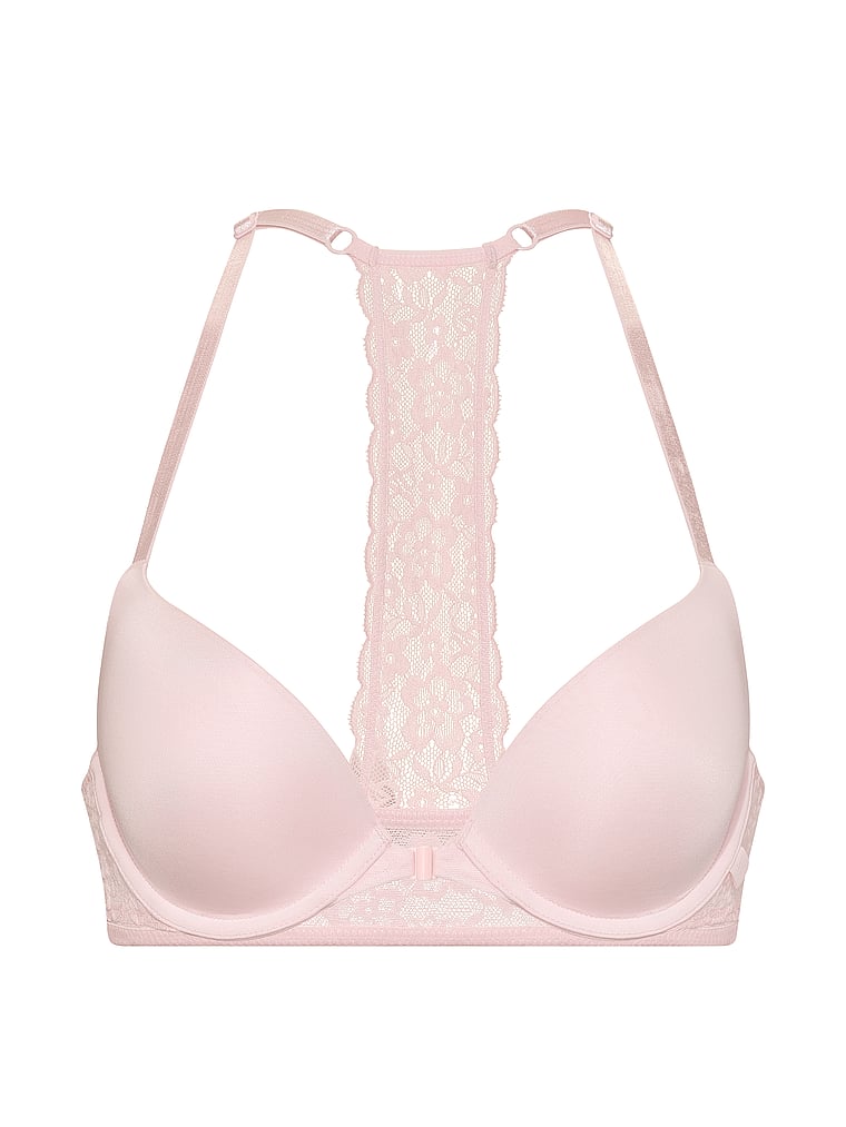 Victoria's Secret, Victoria's Secret Sexy Tee Smooth Push-Up Bra, Angel Pink, offModelFront, 3 of 4