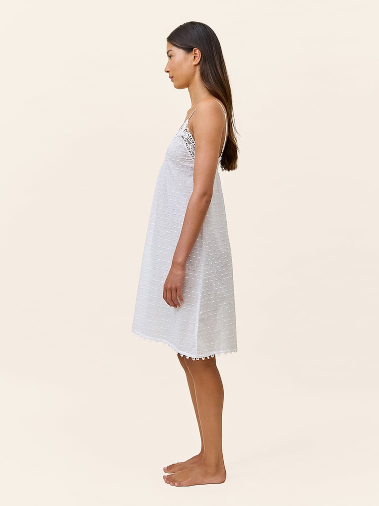 Swiss Dot Lace Front Midi Nightie