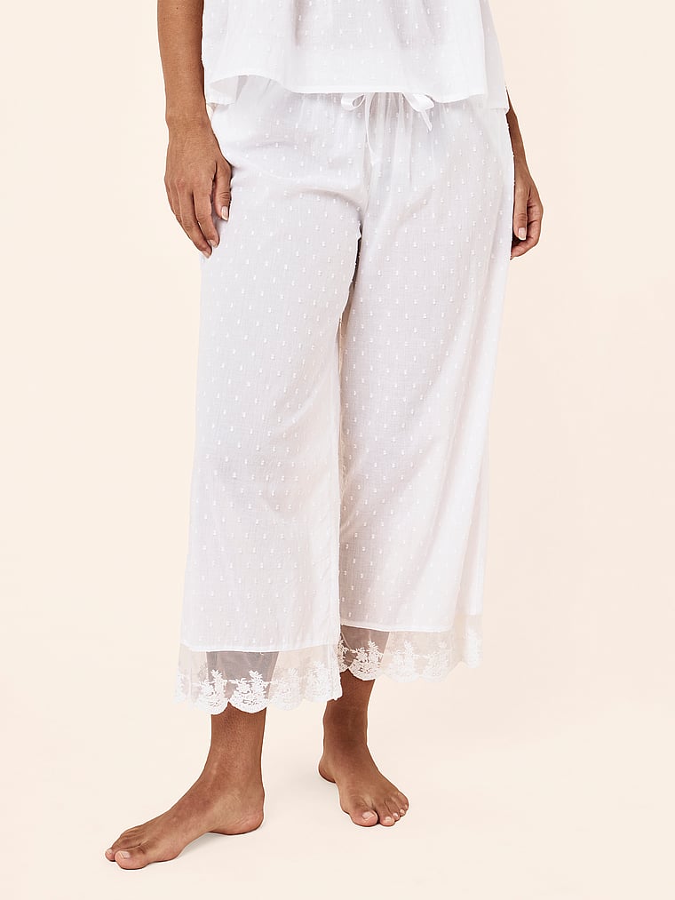 Victoria's Secret, Papinelle Swiss Dot Cami Crop PJ, White/Ivory, detail, 4 of 4