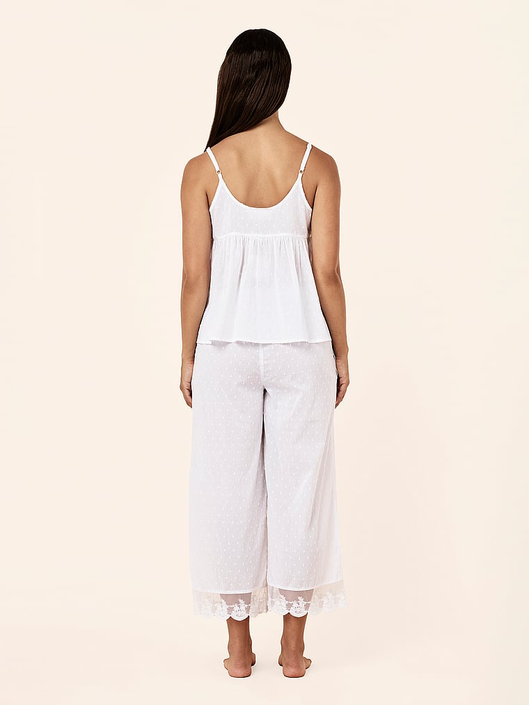 Victoria's Secret, Papinelle Swiss Dot Cami Crop PJ, White/Ivory, onModelBack, 2 of 4