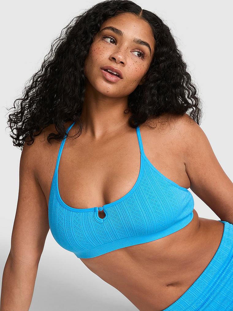 PINK AnyWear Low-Scoop Racerback Bra, onModelFront, 1 of 4