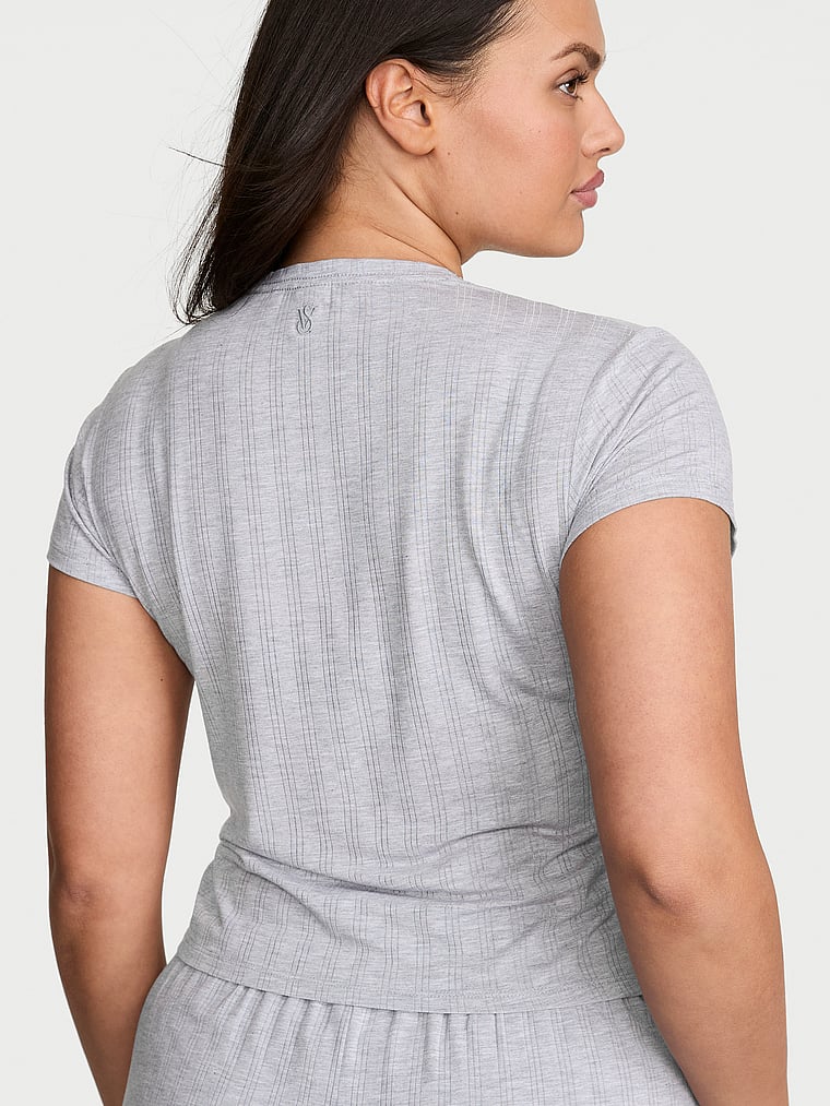 Victoria's Secret, Victoria's Secret SoSoft™ Modal Ultra-Fine Tee, Medium Heather Grey, onModelBack, 2 of 3