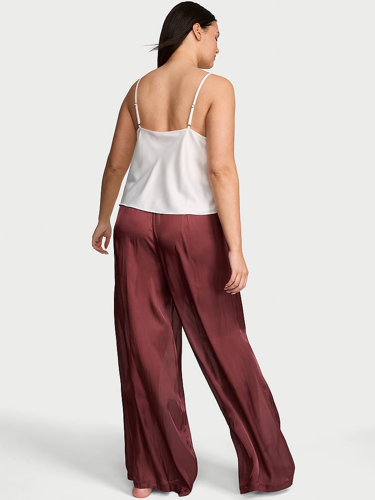 Luxe Sheer Satin Wide-Leg Pant