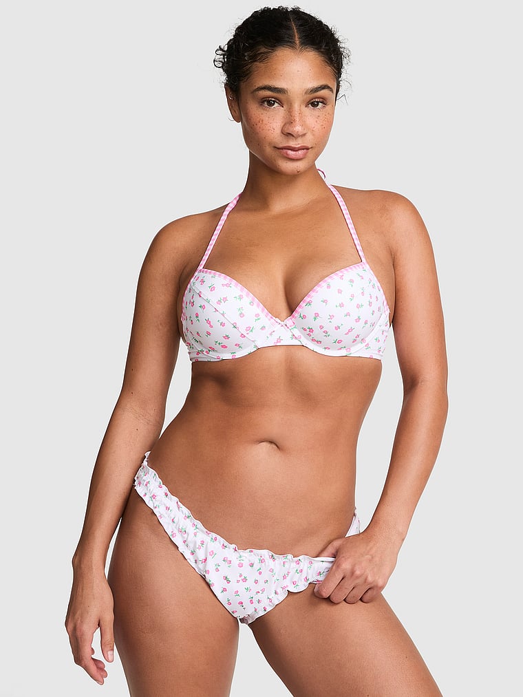 PINK by Frankies Bikinis Hudson Cheeky Bottom, Floral Ditsy, onModelBack, 3 of 4