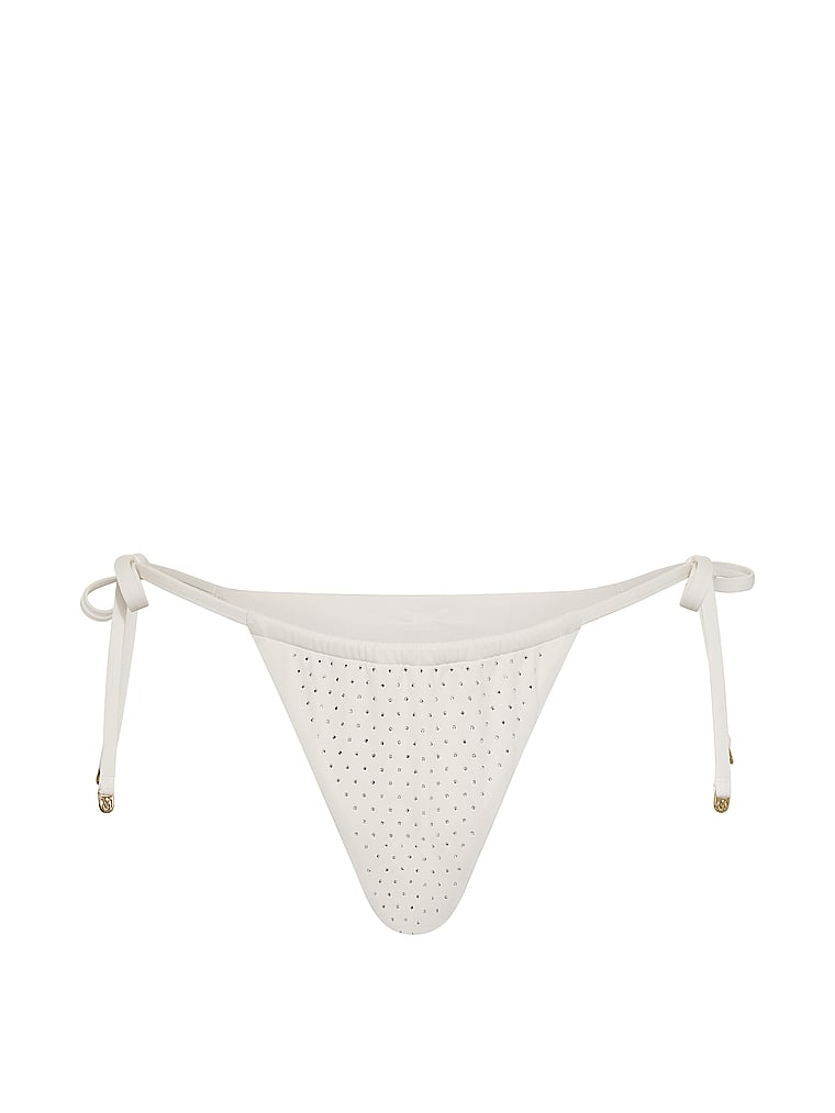 Victoria's Secret, Victoria's Secret Swim Side-Tie Itsy Bikini Bottom, Coconut White Shine, offModelFront, 2 of 5