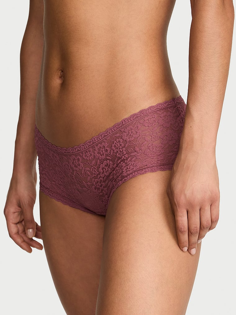 Victoria's Secret, The Lacie Lace Low-Rise Boyshort, Morning Rose, onModelFront, 2 of 4