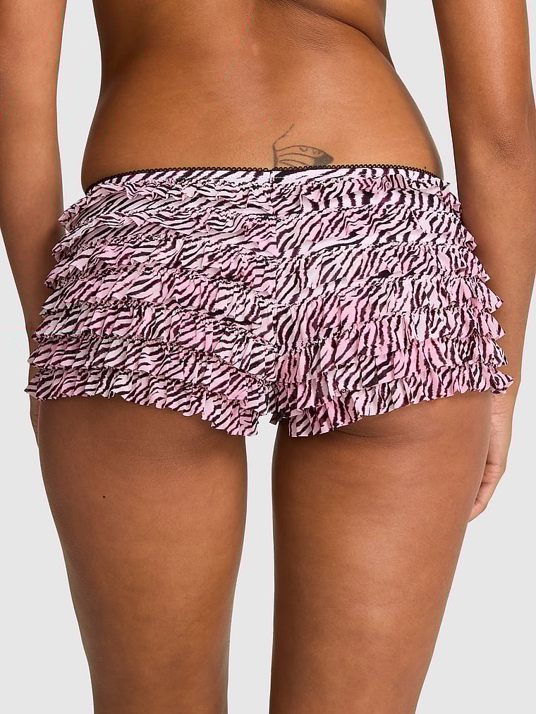 PINK GRWPINK™ Ruﬄe Bloomer Panty, Black/Pink Zebra Print, onModelBack, 2 of 3 Vanessa is 5'10" and wears Small