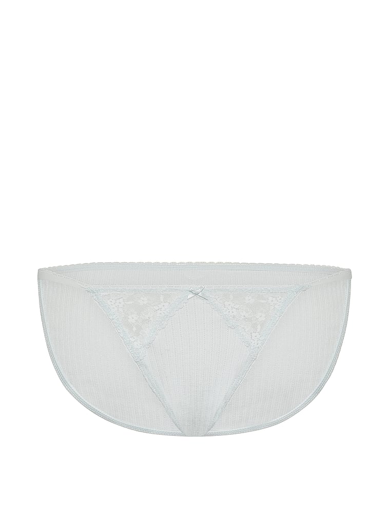 Victoria's Secret, Victoria's Secret Stretch Cotton String Bikini Panty, Blue Mist, offModelFront, 3 of 3