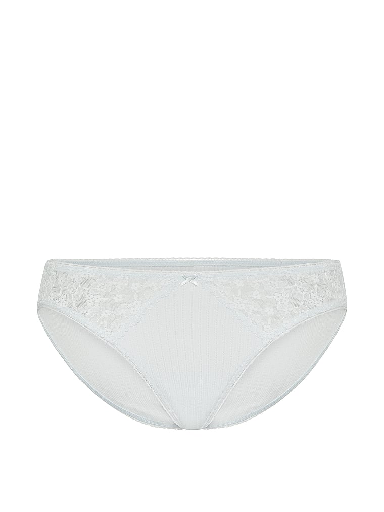 Victoria's Secret, Victoria's Secret Stretch Cotton Rib Bikini Panty, Blue Mist, offModelFront, 3 of 4