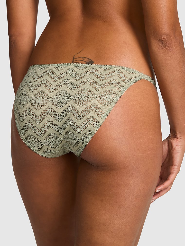 PINK PINK Wink™ String Bikini Panty, Slate Green, onModelBack, 2 of 4 Vanessa is 5'10" and wears Small
