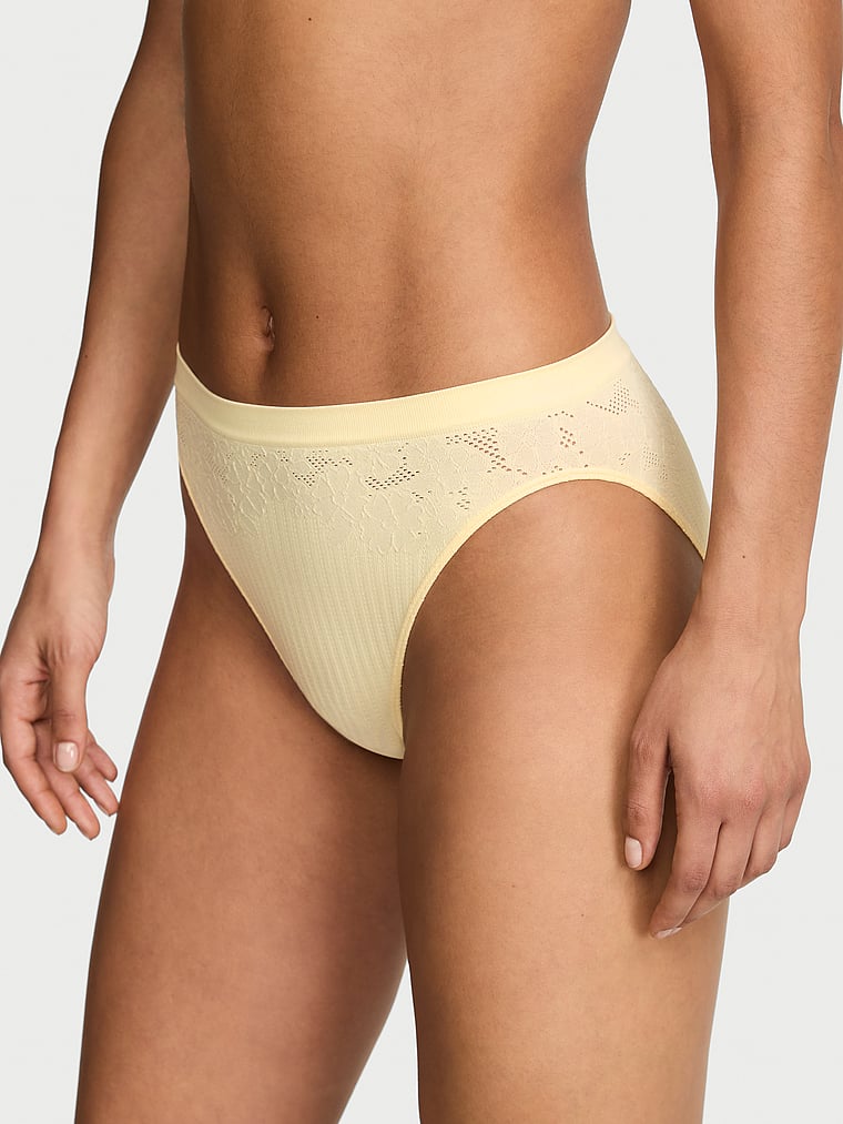Victoria's Secret, Seamless Seamless High-Leg Brief Panty, Sunny Honey, onModelFront, 1 of 3 Nikita  is 5'10" or 178cm and wears Small