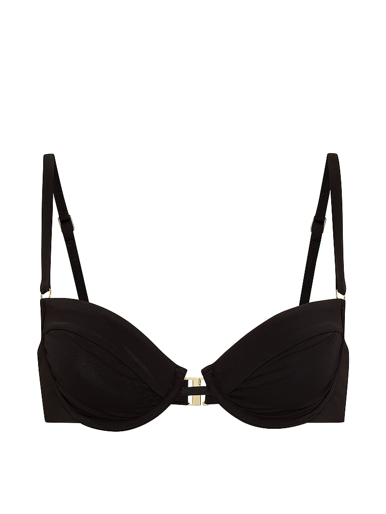 Victoria's Secret, Victoria's Secret Swim Unlined Balconette Bikini Top, Pure Black, offModelFront, 3 of 3