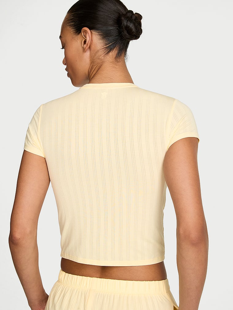Victoria's Secret, Victoria's Secret SoSoft™ Modal Ultra-Fine Tee, Sunny Honey, onModelBack, 2 of 4