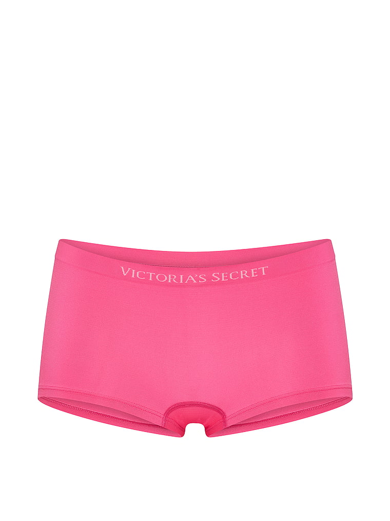 Victoria's Secret, Seamless Seamless Boyshort Panty, Bombshell Pink, offModelFront, 3 of 3