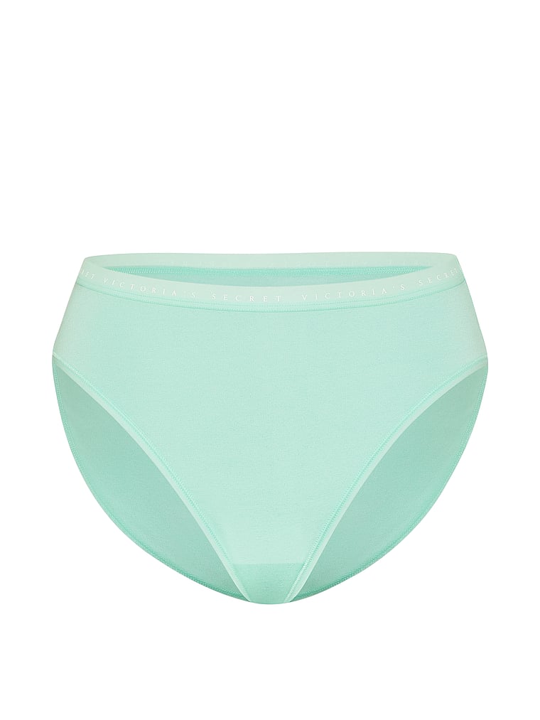 Victoria's Secret, Victoria's Secret Stretch Cotton High-Leg Brief Panty, Waterfall, offModelFront, 1 of 3