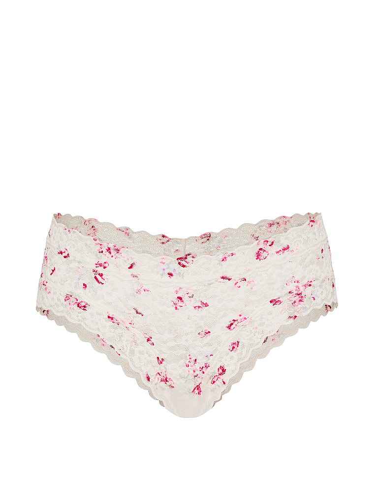 Victoria's Secret, The Lacie Lace Cheeky Panty, Coconut White, offModelFront, 3 of 3