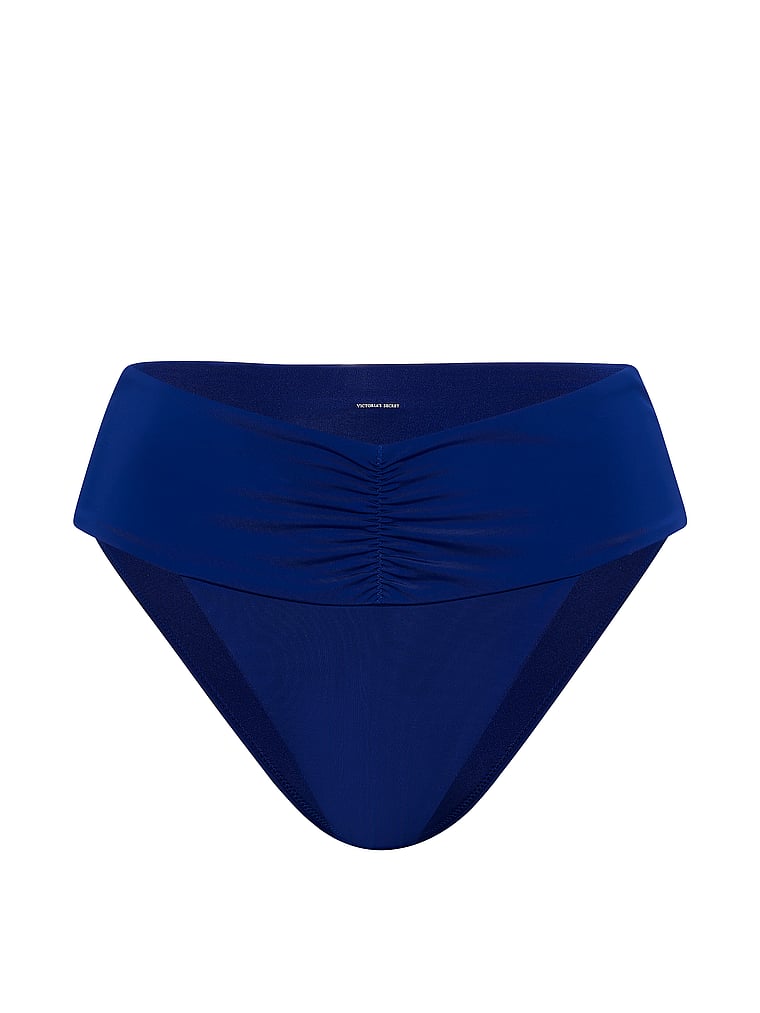 Victoria's Secret, Victoria's Secret Swim Cinched High-Waist Bikini Bottom, Fantasia Blue, offModelFront, 3 of 3