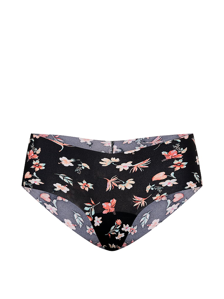 Victoria's Secret, No-Show No-Show Mesh Cheeky Panty, Black Tropical Floral, offModelFront, 3 of 3
