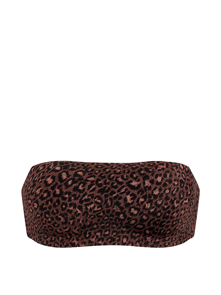 Victoria's Secret, Invisible by Victoria’s Secret Lace Push-Up Wireless Bandeau Strapless Bra, Ganache Leopard, offModelFront, 2 of 4