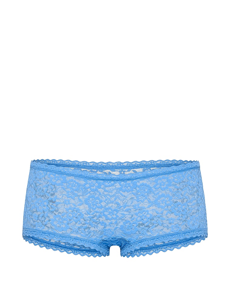 Victoria's Secret, The Lacie Lace Low-Rise Boyshort, Blue Jasper, offModelFront, 3 of 3