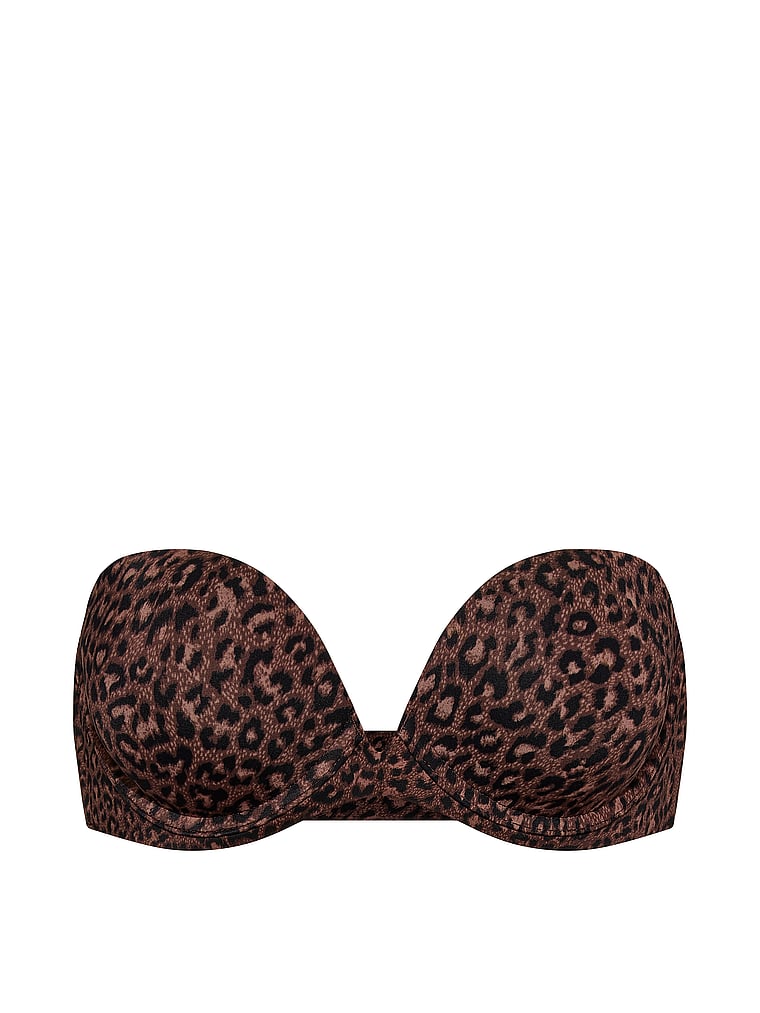 Victoria's Secret, Invisible by Victoria’s Secret Push-Up Strapless Bra, Ganache Leopard, offModelFront, 4 of 4