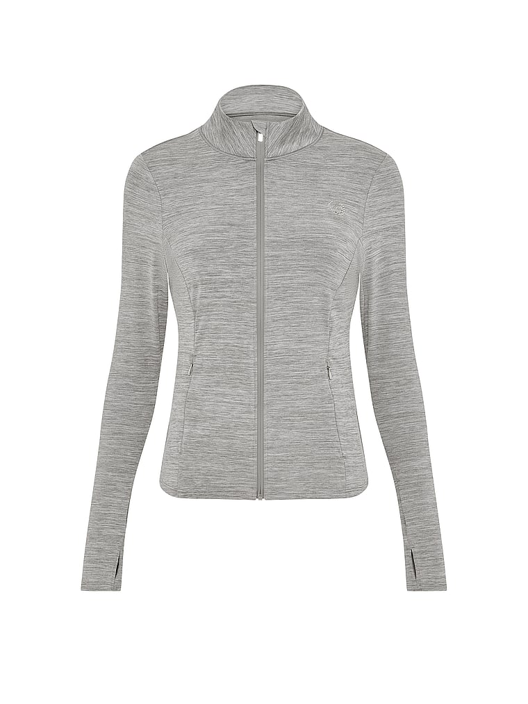 PINK Relay Full-Zip Jacket, Grey Marl, offModelFront, 3 of 3