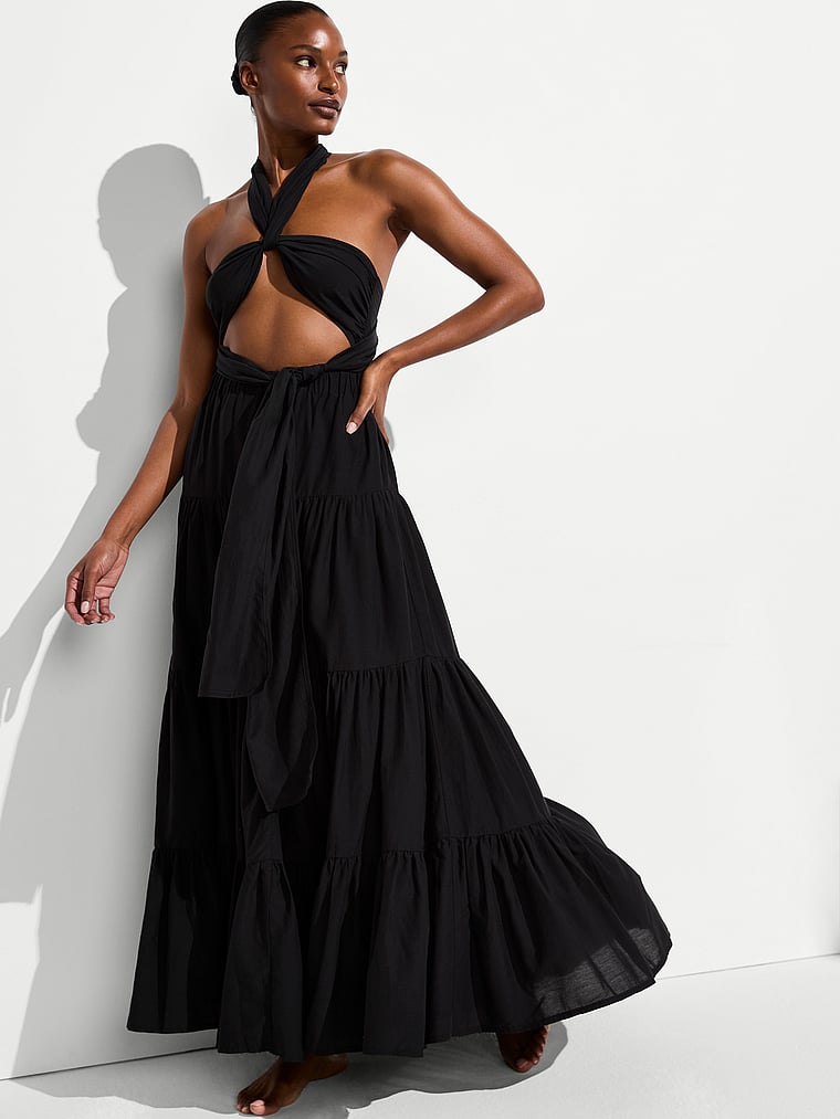 【美品】Marga2way Bicolor tiered dress black Buy Beachwear Multiway Maxi Dress, Pure Black - Order Dresses