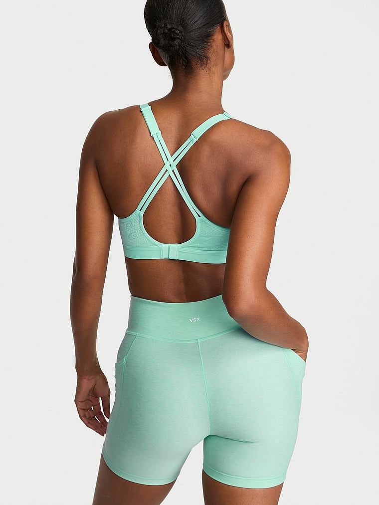 Victoria's Secret, VSX VSX New Essential Pocket Bike Short, Waterfall Heather, onModelBack, 2 of 4 Tsheca  is 5'9" or 175cm and wears Small