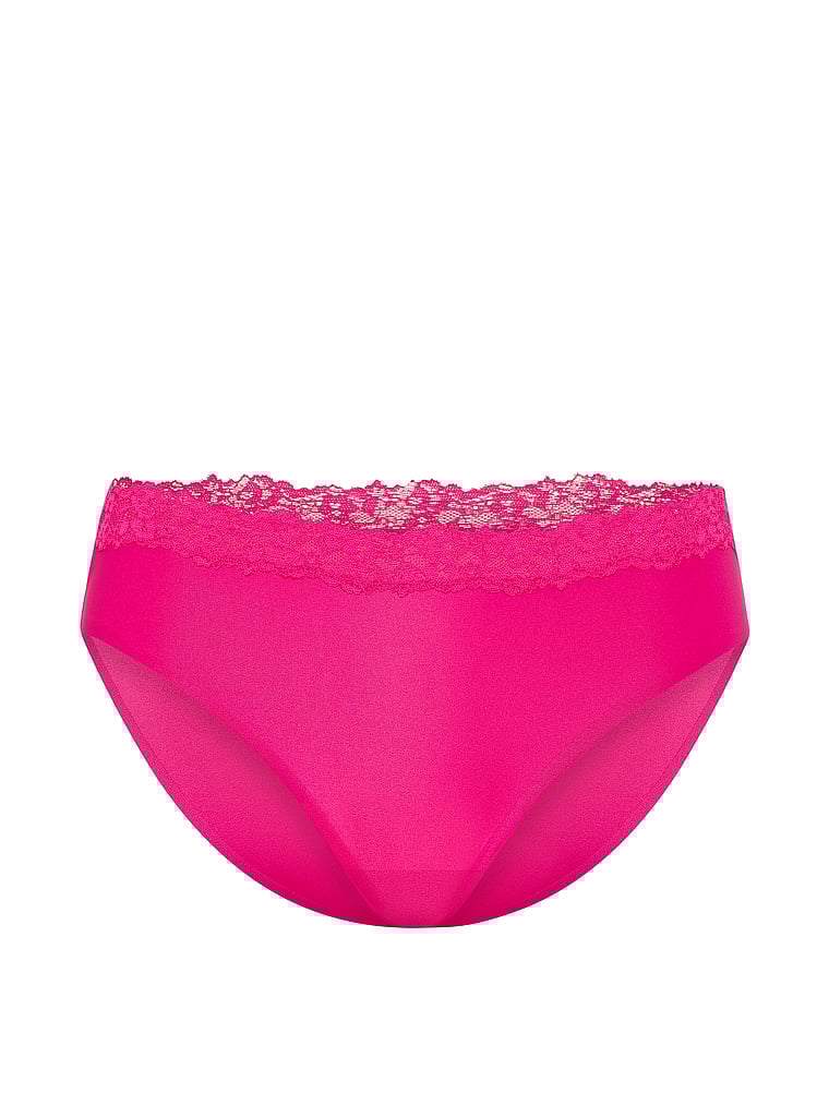 Victoria's Secret, Body by Victoria Body by Victoria Flex Lace-Trim Mid-Rise Bikini Panty, Pop Pink, offModelFront, 4 of 4