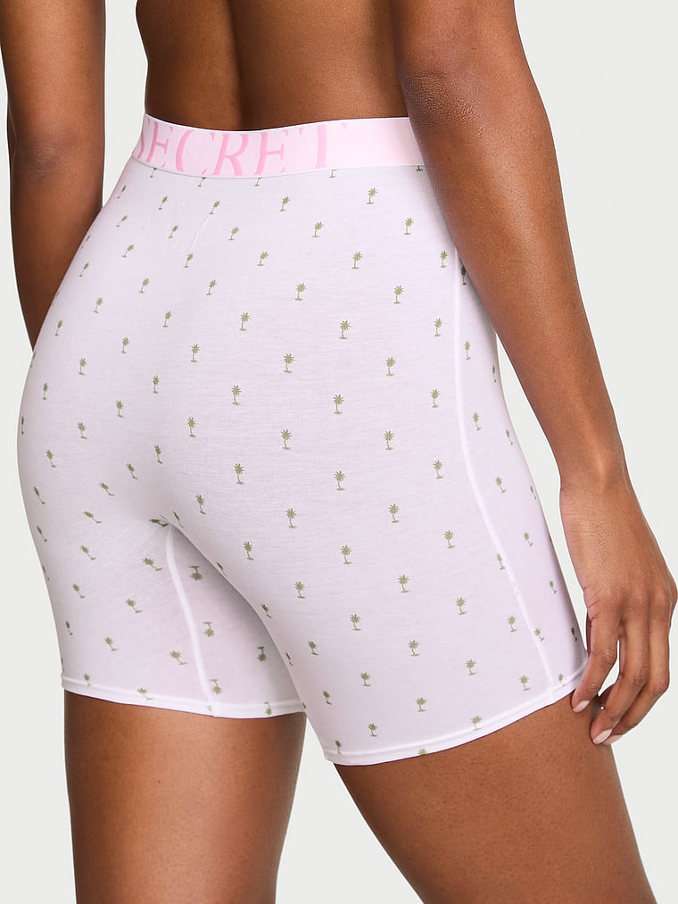 Victoria's Secret, Cotton Logo Cotton High-Waist Boxer Brief, White Palm Trees, onModelBack, 2 of 3 Tsheca  is 5'9" and wears Small
