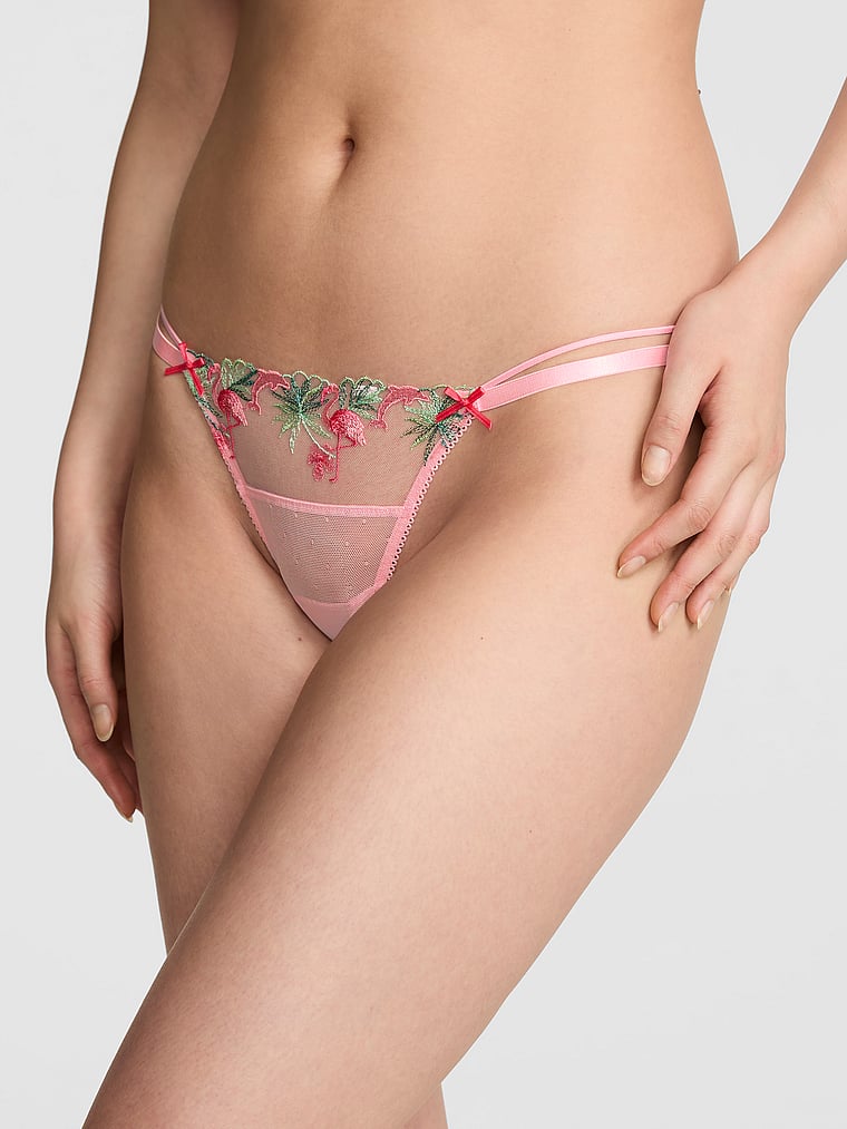PINK PINK Wink™ V-String Panty, Boardwalk Pink, onModelFront, 1 of 5 Gloria is 5'9" or 175cm and wears Small