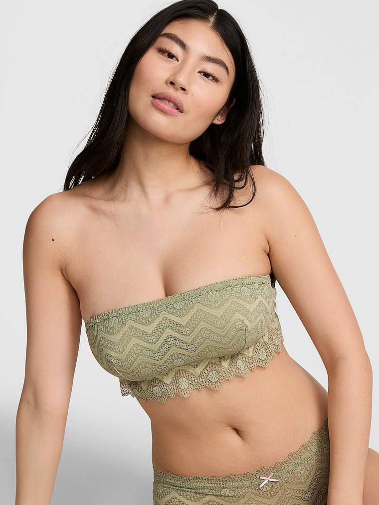 PINK Wink PINK Wink™ Lightly Lined Bandeau Bralette, Slate Green, onModelFront, 1 of 4 Gloria is 5'9" and wears 34D or Small