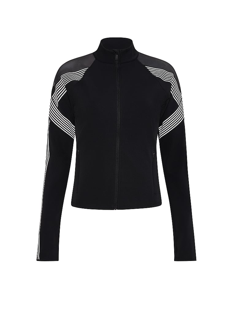 Victoria's Secret, VSX VSX Elevate™ Refined Contours Full-Zip Jacket, Black, offModelFront, 4 of 5
