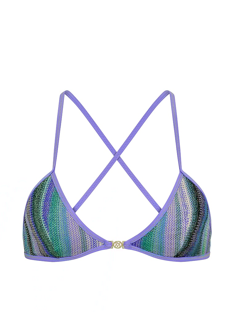 Shimmer Stripe Knit Triangle Bikini Top