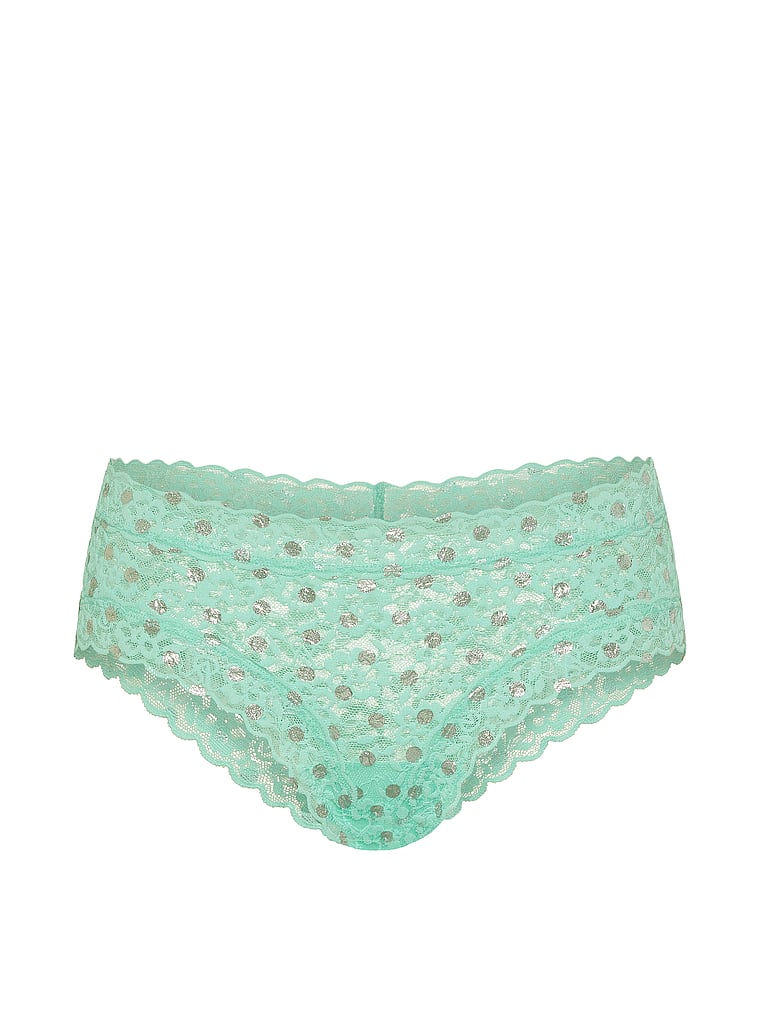 Victoria's Secret, The Lacie Posey Lace Cheeky Panty, Waterfall Foil Dot, offModelFront, 1 of 3