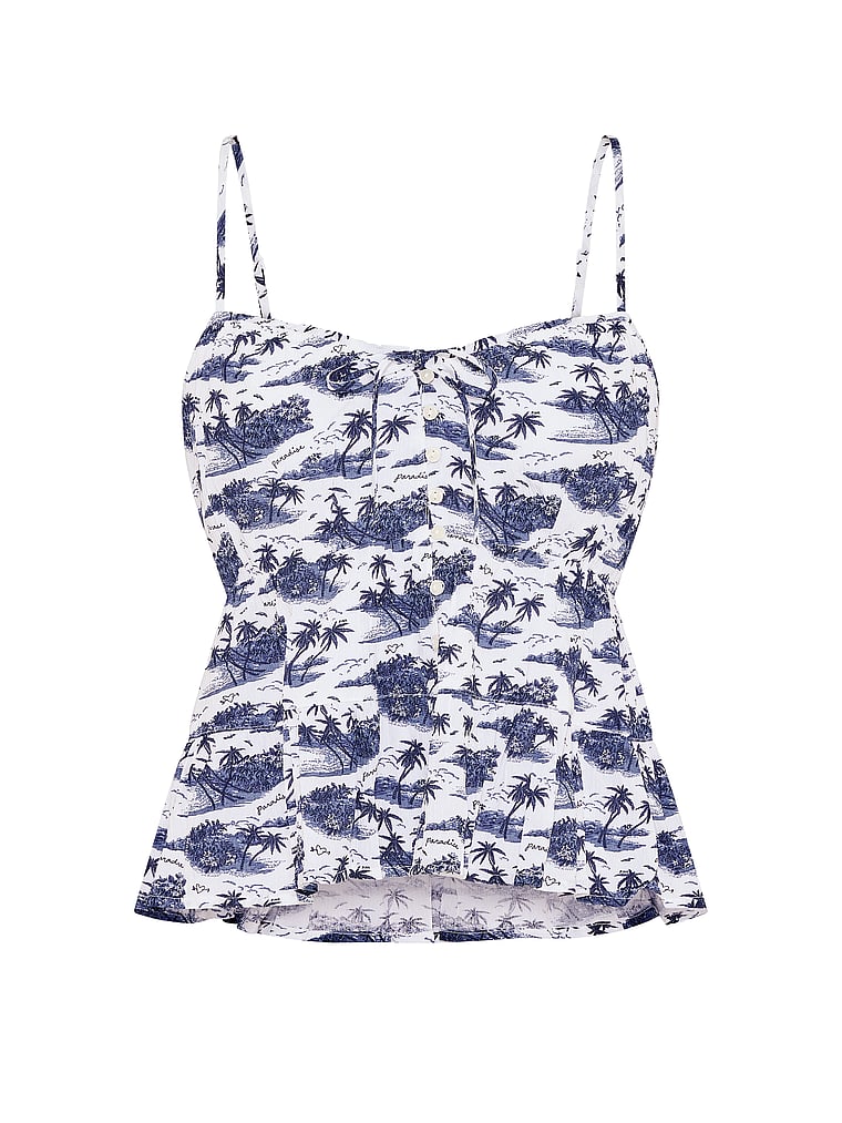 PINK Flirt Alert Tiered Cami, Noir Navy Toile, offModelFront, 3 of 3