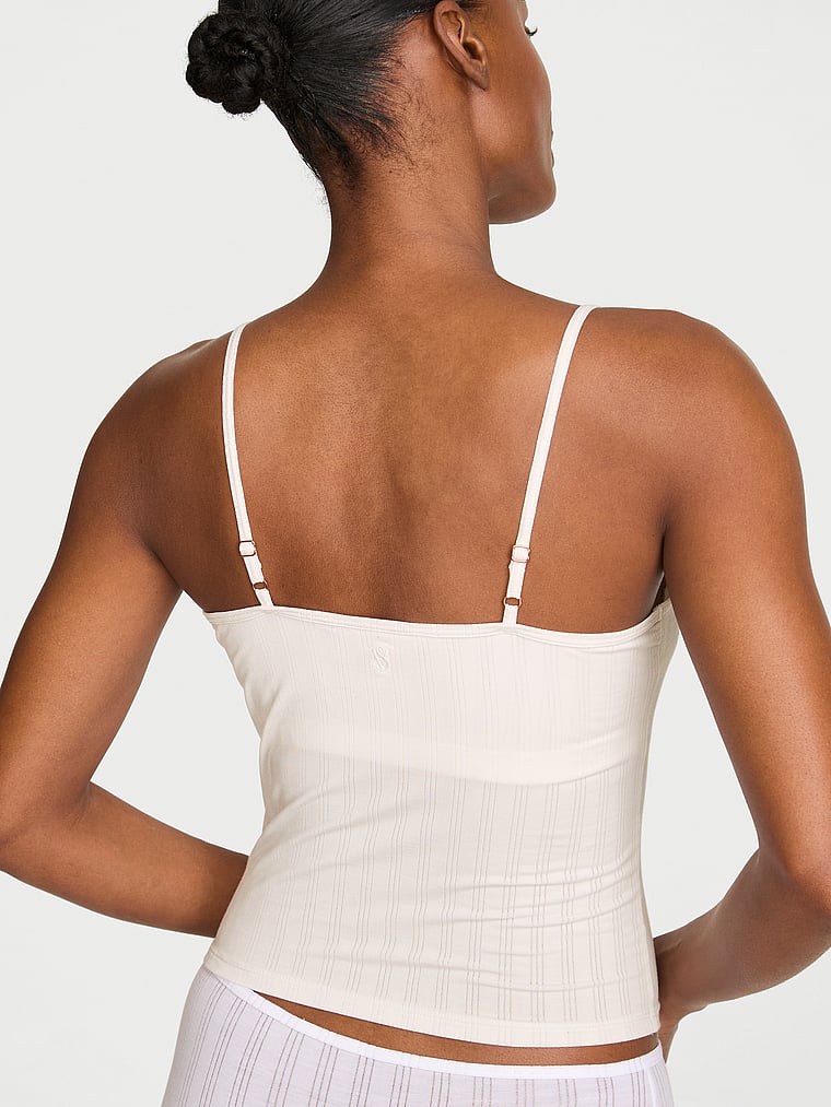 Victoria's Secret, Victoria's Secret SoSoft™ Modal Ultra-Fine Cami Top, Coconut White, onModelBack, 2 of 3