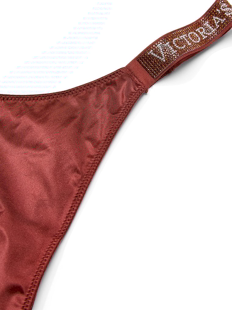 Victoria's Secret, Very Sexy Double Shine Strap Smooth Thong Panty, Dark Chili, detail, 4 of 4