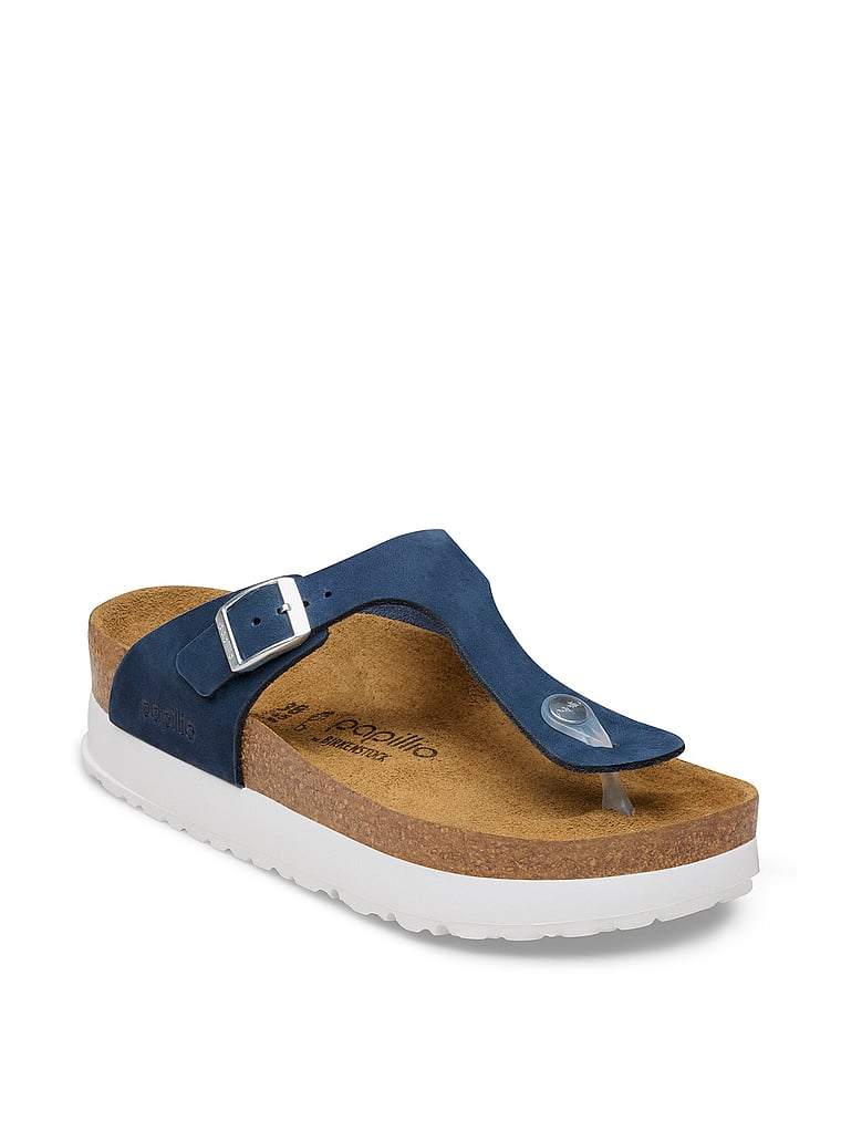 Birkenstock Gizeh Platform Sandals, New Navy, onModelFront, 1 of 3